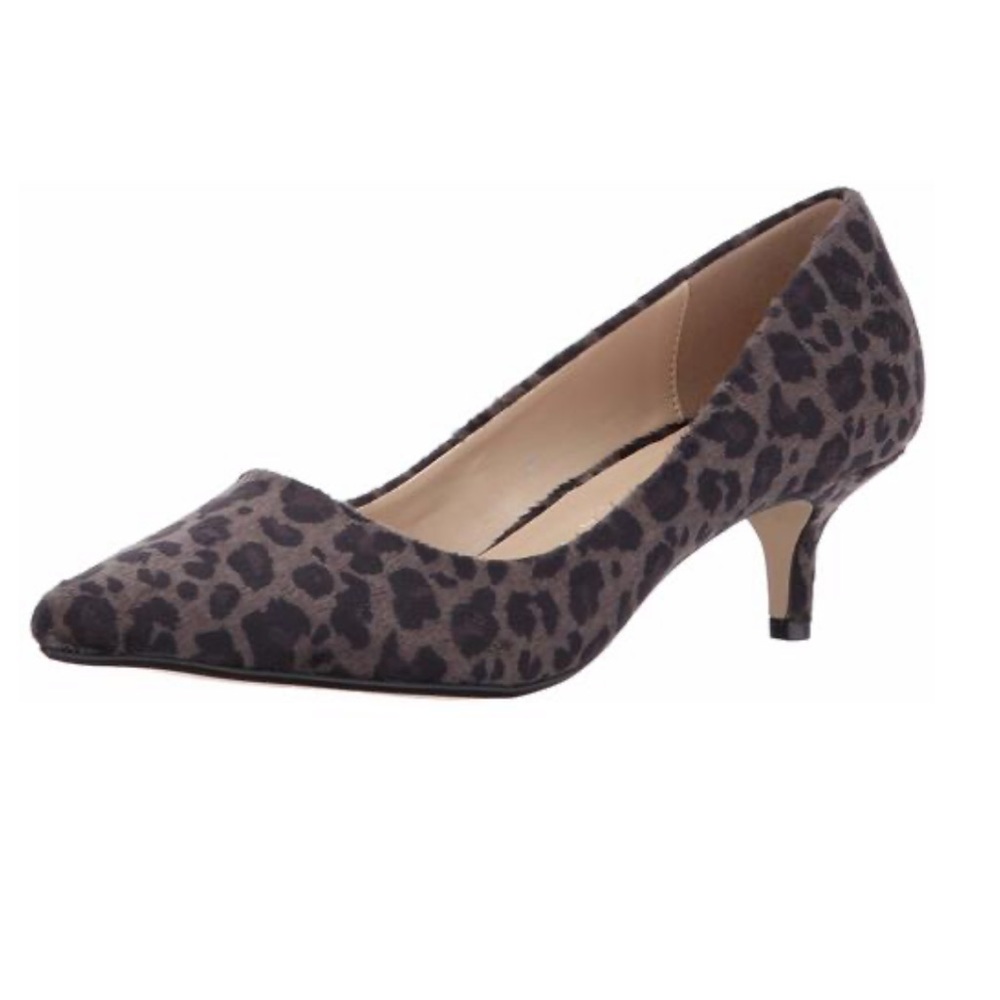 Grey and Black Leopard Kitten Heels